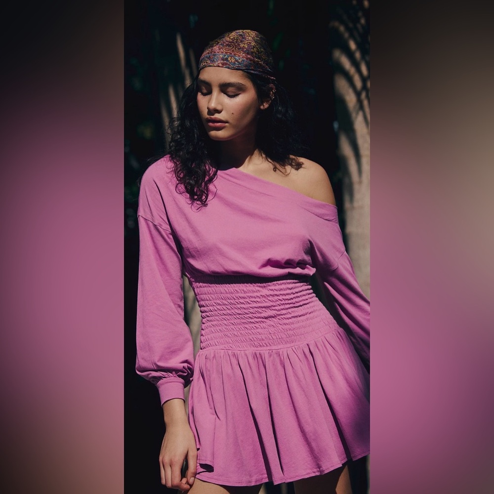 NWT FREE PEOPLE SCORCHING HOT LONG SLEEVE MINI DRESS WISTERIA